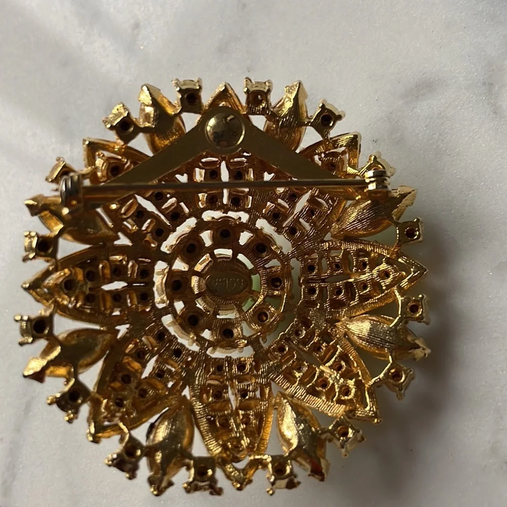 Vintage Weiss green & gold Brooch - Picture 4 of 4